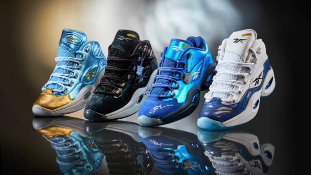Four versions of Reebok Question shoes.